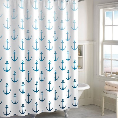 blue white shower curtain