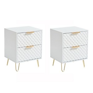 NicBex Modern Nightstand Bedside End Table with 2 Drawers & Metal Legs for Bedroom & Living Room - 1 of 4