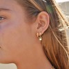 Gold Huggie Small Hoop Earrings with Charm Personalized /Star/Cross/Lock/Key 18k Gold Plated Crystal Drop Dangle Earrings for Women - 3 of 4