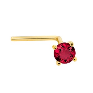 Jewelry Avalanche 22G 14K Gold L-shape Nose Stud with Ruby Gemstone - 1 of 2