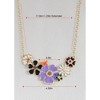 Alilang Gold Tone Multicolor Enamel Floral Statement Necklace with Pearl and Crystal Accents - 3 of 4