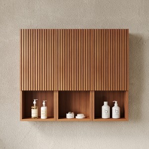 GDFStudio Houck 41" Modern Woodgrain Bathroom Wall Mounted Cabinet - 1 of 4