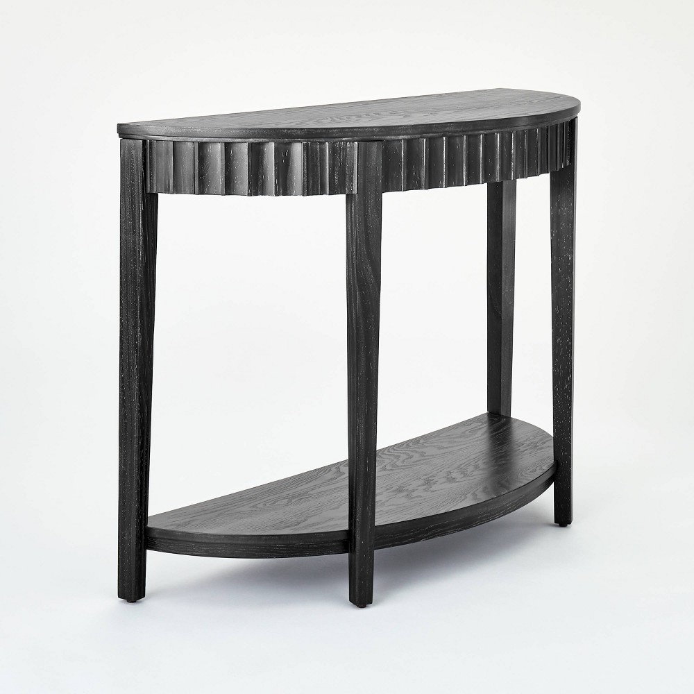 Photos - Coffee Table Thousand Oaks Wood Scalloped Demilune Console Black - Threshold™ designed