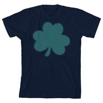 St. Patrick's Day Clover Leaf Crew Neck Short Sleeve Navy Youth T-shirt