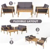 Tangkula 4PCS Patio Acacia Wood Furniture Set PE Rattan Conversation Set w/ Grey Cushions - 4 of 4