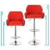 Elama 2 Piece Adjustable Faux Leather Bar Stool in Red and Black with Chrome Base - 2 of 4