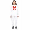 Everyday Kids Christmas Collection Festive Red & Gold Bow Girls Pullover Hoodie – Holiday Sweatshirt - White - 3 of 3