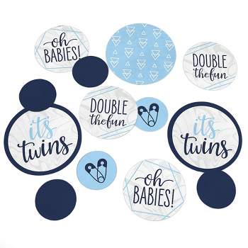 Big Dot of Happiness It's Twin Boys  - Blue Twins Baby Shower Giant Circle Confetti - Party Decorations - Large Confetti 27 Count