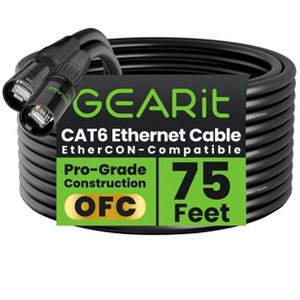 GEARit CAT6 Shielded EtherCON Cable for Pro Audio - Black - 1 of 4