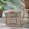 Coolbibila Outdoor Patio Natural Rattan Side Table,Bohemian Style Round Coffee Table,Polyethylene Rattan Woven Patio Coffee Table - 2 of 4
