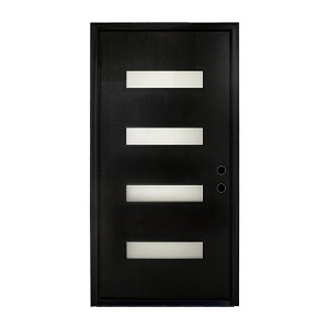 Chic Crate 36x80 Fiberglass Entry Door with Frosted Glass, Left Hand Inswing, Brickmould & Vinyl Frame - 1 of 4