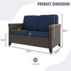 YARDSIGHT PE Rattan Loveseat: Outdoor 2-Seat Sofa with Washable Cushions, Ergonomic Backrest for Patio, Garden, Porch - 3 of 4