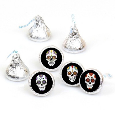 Big Dot of Happiness Day of the Dead - Sugar Skull Party Round Candy Sticker Favors - Labels Fit Hershey's Kisses (1 Sheet of 108)