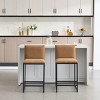 Modern Counter Height Bar Stools set of 2,Bar Stool Chair with Terra Upholstered Linen Cushions and Minimalist Craft iron Racks Legs-Tanpinhause - 2 of 4