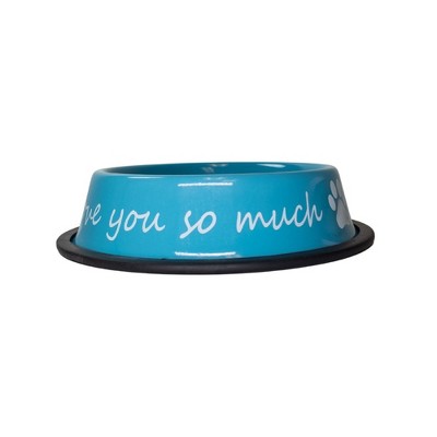 I Love You So Much Blue Stainless Steel Elevated Dog Bowl (24oz)