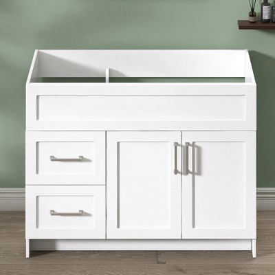 Bath Vanity Cabinet without Top 42 in. W x 21.5 in. D x 33.5 in. H Bathroom Vanity in White with Brushed Nickel Handle