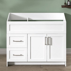 Bath Vanity Cabinet without Top 42 in. W x 21.5 in. D x 33.5 in. H Bathroom Vanity in White with Brushed Nickel Handle - 1 of 4