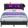 Besiost Bed Frame with Storage Headboard, Bedframe with Charging Station and LED Light - 2 of 4