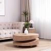 31.3" Natural Wood Coffee Table, Contemporary Round Accent Table for Apartment & Living Room - 2 of 4