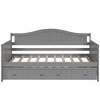 PAGED Twin Size Daybed Modern Simple Wooden Bed Frame with Trundle and Backrest for Living Room - 3 of 4
