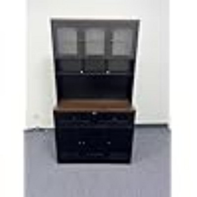 71" Black Pantry Cabinet with Charging Station, Tall Kitchen Hutch & Microwave Stand, Farmhouse Storage Drawers for Living/Dining Room