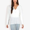 Anna-Kaci Women's Rivet Detail Notched V-Neck Textured Pocket Detail Pullover Top - 2 of 4
