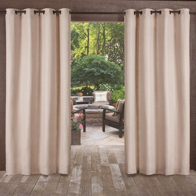 Set of 2 Delano Indoor/Outdoor Heavy Textured Grommet Top Light Filtering Window Curtain Panels - Exclusive Home