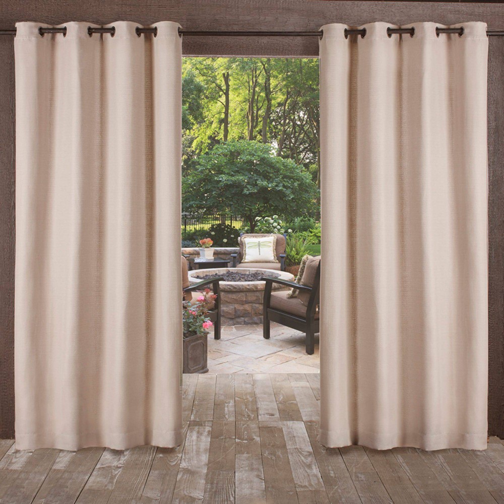 Photos - Curtains & Drapes Set of 2  Delano Indoor/Outdoor Heavy Textured Grommet Top Windo(108"x54")