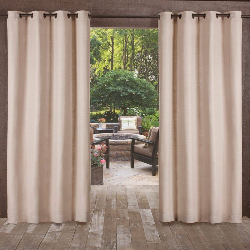 Set of 2 Delano Indoor/Outdoor Heavy Textured Grommet Top Light Filtering Window Curtain Panels - Exclusive Home, 1 of 8