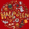 Junior's Design By Humans happy halloween greeting holiday illustration By ghinan T-Shirt - Red - 2X Large - 2 of 2