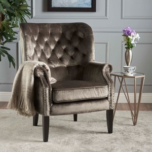 Tomlin New Velvet Club Chair - Christopher Knight Home - 1 of 4
