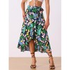 INSPIRE CHIC Women's Tropical Floral Print Ruffle Self-Tie Knot Split Beach Wrap Midi Skirt - 3 of 4
