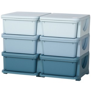 FONTOI 3 Tier Kids Storage Unit with 6 Bins for Boys Girls Toddlers, Toy Organizer for Kids Bedroom Nursery Kindergarten, Blue, 14.5"*22.3"*29.5" - 1 of 4