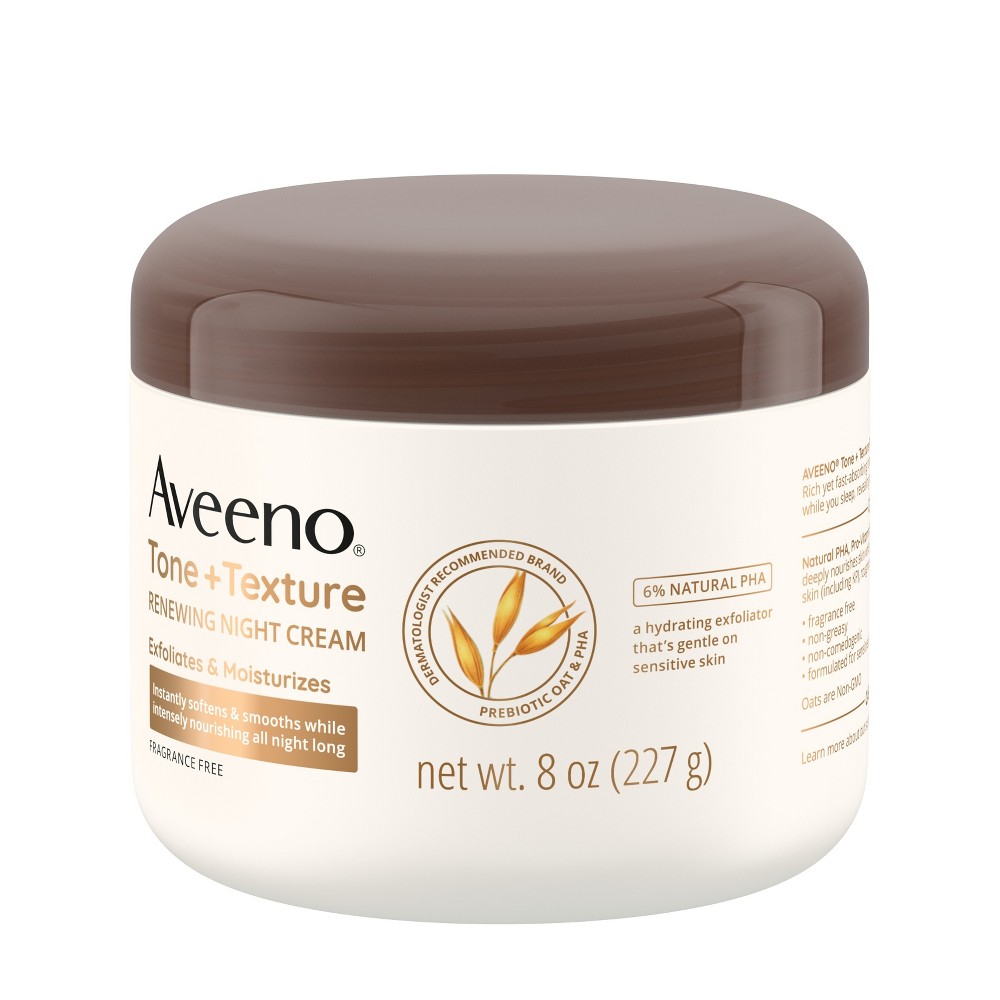 Photos - Shower Gel Aveeno Tone + Texture Renewing Body Night Cream, Fragrance-Free, 8oz 