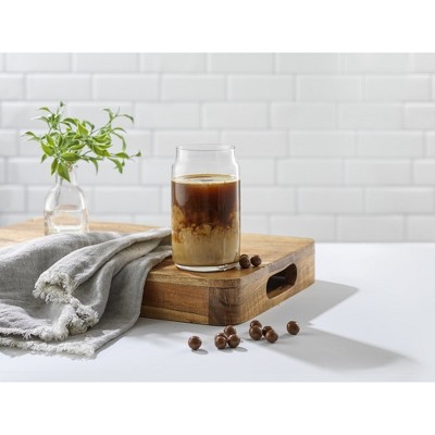 Clear Glass Can Shaped Tumbler Set, 17oz, Dishwasher Safe