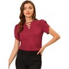 INSPIRE CHIC Women's Cutout Round Neck Cap Sleeve Casual Top - 3 of 4