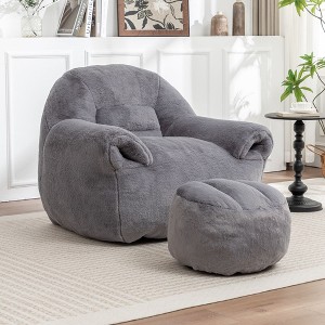 Sapphtopaz Bean Bag Chair with Back Support, Faux Fur Comfy Sofa with Foam Fill, Bean Bag for Adults and Kids, Couches for Living Room - 1 of 4