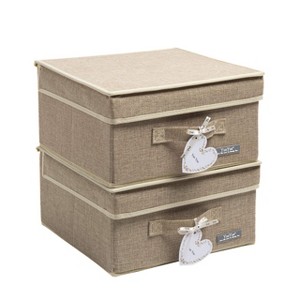Aoibox Foldable Fabric Closet Organizer Bins with Lids Linen Collapsible Storage Boxes Set of 2 for Clothes 12.4x12x6.7 Inch - 1 of 4