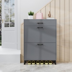 VYNXARIA Shoe Storage Cabinet for Entryway, Free Standing Shoe Organizer, Hidden Shoe Rack for Doorway Hallway Closet, Gray - 1 of 4