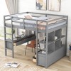 Full Size Loft Bed with Desk,4 Drawers, Storage Shelves and Drawers,Gray - 3 of 4