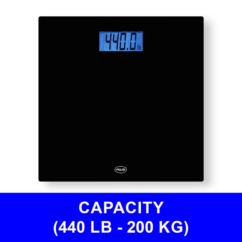American Weigh Scales CORE Series High Precision & Accuracy Digital Bathroom Body Weight Scale, 440lb Capacity, 2 of 6