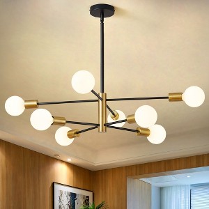 KAISITE 12-Light Mid-Century Sputnik Chandelier in Brushed Brass, A Dazzling Centerpiece for Grand Spaces - 1 of 4