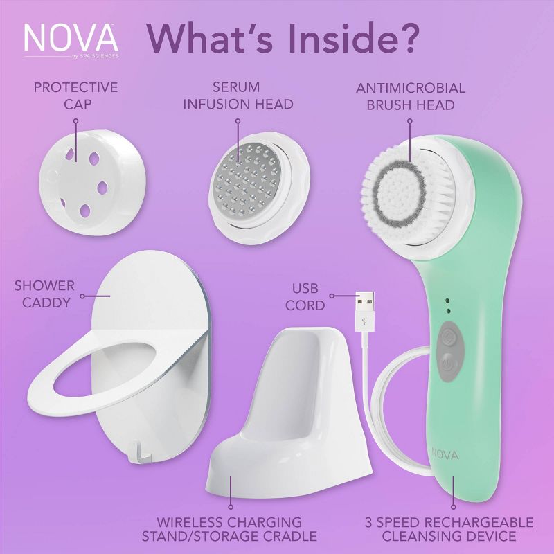Spa Sciences NOVA Sonic Facial Brush with Antimicrobial Brush Bristles, 6 of 15