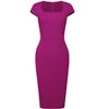 Hobemty Women's Work Square Neck Cap Sleeve Midi Sheath Pencil Dresses - 2 of 4