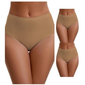 INSPIRE CHIC Women's Cotton High Waist Briefs Breathable Underwear, Available in Plus Size 3 Packs - 1 of 4