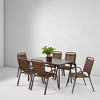 Mshliw 7-Piece Patio Dining Set, Outdoor Dining Set with Plastic Chairs and Steel Table, Brown, for Garden, Patio, and Indoor Use - 2 of 4
