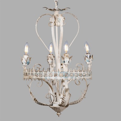 Vintage Metal Chandelier Four Light Pendant Lamp Farmhouse Ceiling Light Living Room Hanging Lamp Vintage