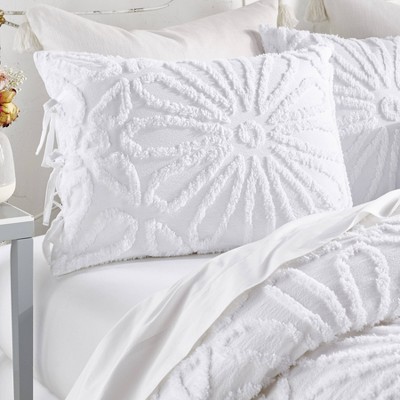 White Cotton Reversible Full Comforter Set with Medallion Pattern