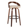 30" Mid-Century Modern Fixed-Height Swivel Barstool with Wood Base, Set of 2 - 2 of 4