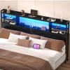 Besiost Headboard with Storage shelves and Charging Station, Wood Headboard with LED Light - 2 of 4
